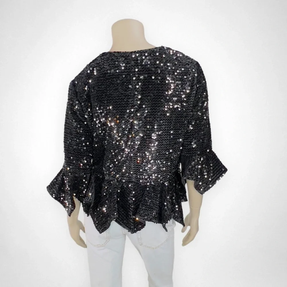 FRENCH CONNECTION Alodia Sequin Cropped Jacket 12‎ Party Holidays
